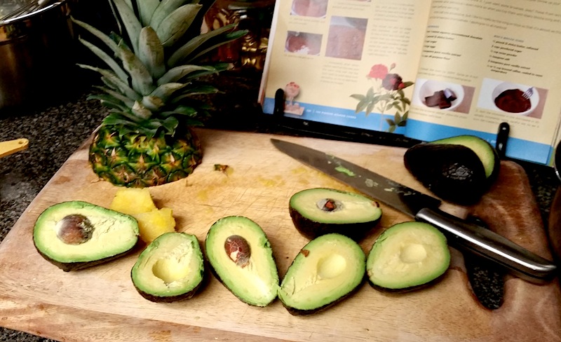 Pineapple Guacamole Prep