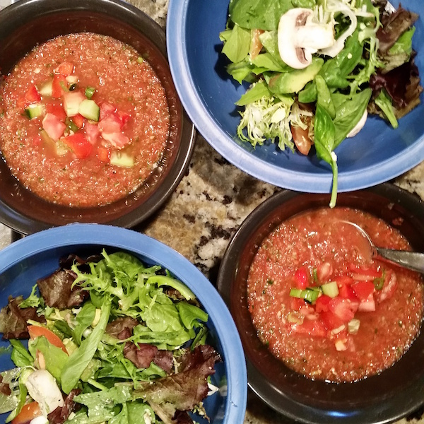 Whole30 Gazpacho and Salad